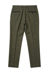 Oscar - Pantaloni bărbătești din tweed din amestec de lână verde măsliniu