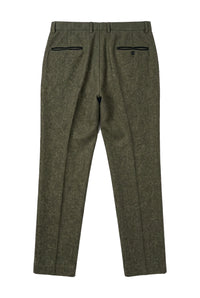 Oscar - Pantaloni bărbătești din tweed din amestec de lână verde măsliniu