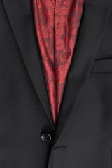 Costum complet Paul Andrew Parker - Costum bărbătesc negru din 3 piese, croială croită, stil clasic, pentru ușă, doliu, înmormântare