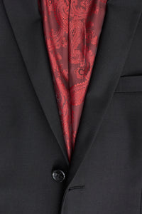 Costum complet Paul Andrew Parker - Costum bărbătesc negru din 3 piese, croială croită, stil clasic, pentru ușă, doliu, înmormântare