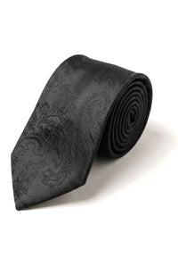 Set cadou cu cravată neagră și guler Paisley, butoni de manșetă din satin floral
