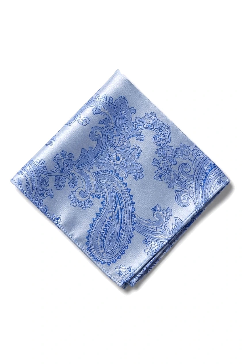 Set cadou cravată albastră cu model Paisley, butoni de manșetă din satin floral