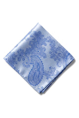 Set cadou cravată albastră cu model Paisley, butoni de manșetă din satin floral
