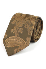 Set cadou cravată Paisley din bronz, batistă de buzunar, butoni de manșetă, cravată florală din satin