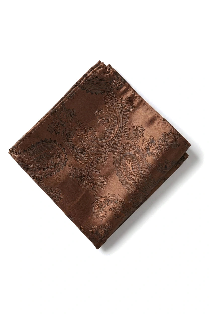 Set cadou cravată maro cu model Paisley, butoni de manșetă, cravată cu imprimeu floral din satin