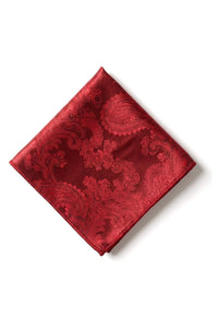 Set cadou cravată roșie cu model Paisley, batistă de buzunar, butoni de manșetă, cravată cu imprimeu floral din satin