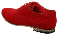Patron 238 Mens Suede Leather Brogues Smart Casual Red Brown Navy Black Laced Shoes Retro
