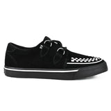 Pantofi sport cu platformă, model Creeper, cu vârf ascuțit, negri și albi, din piele întoarsă