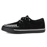 Pantofi sport cu platformă, model Creeper, cu vârf ascuțit, negri și albi, din piele întoarsă