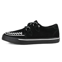 Pantofi sport cu platformă, model Creeper, cu vârf ascuțit, negri și albi, din piele întoarsă