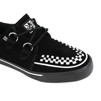 Pantofi sport cu platformă, model Creeper, cu vârf ascuțit, negri și albi, din piele întoarsă