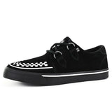 Pantofi sport cu platformă, model Creeper, cu vârf ascuțit, negri și albi, din piele întoarsă