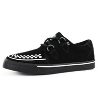 Pantofi sport cu platformă, model Creeper, cu vârf ascuțit, negri și albi, din piele întoarsă