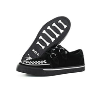 Pantofi sport cu platformă, model Creeper, cu vârf ascuțit, negri și albi, din piele întoarsă