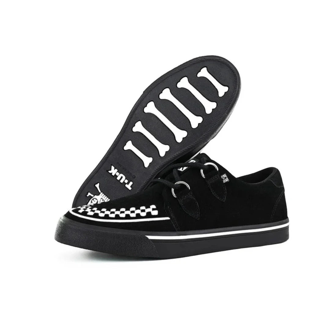 Pantofi sport cu platformă, model Creeper, cu vârf ascuțit, negri și albi, din piele întoarsă