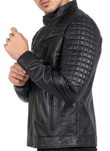 Real Lamb Leather Motorcycle Black Tailored Fit Jacket for Men Beckham - B205