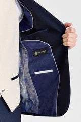 Costum Regent Navy Check cu vestă Regent Crem în contrast