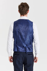 Costum Regent Navy Check cu vestă Regent Crem în contrast