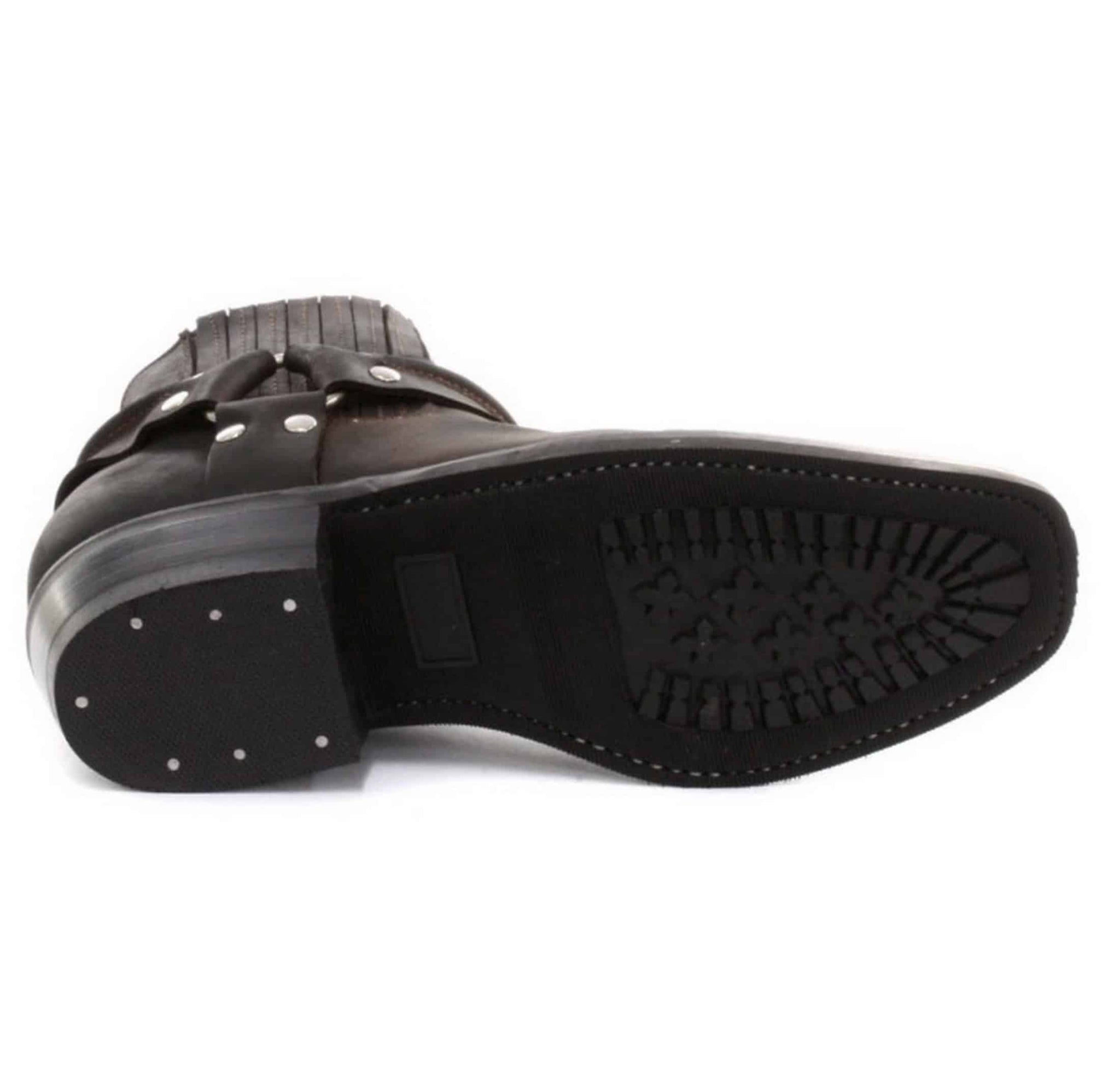 Unisex Real Leather Biker Ankle Boots Rock Punk Grinders Buckle Cowboy Riding