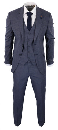 Blue-Grey Sheppard's Check 3 Piece Suit - RK20-11
