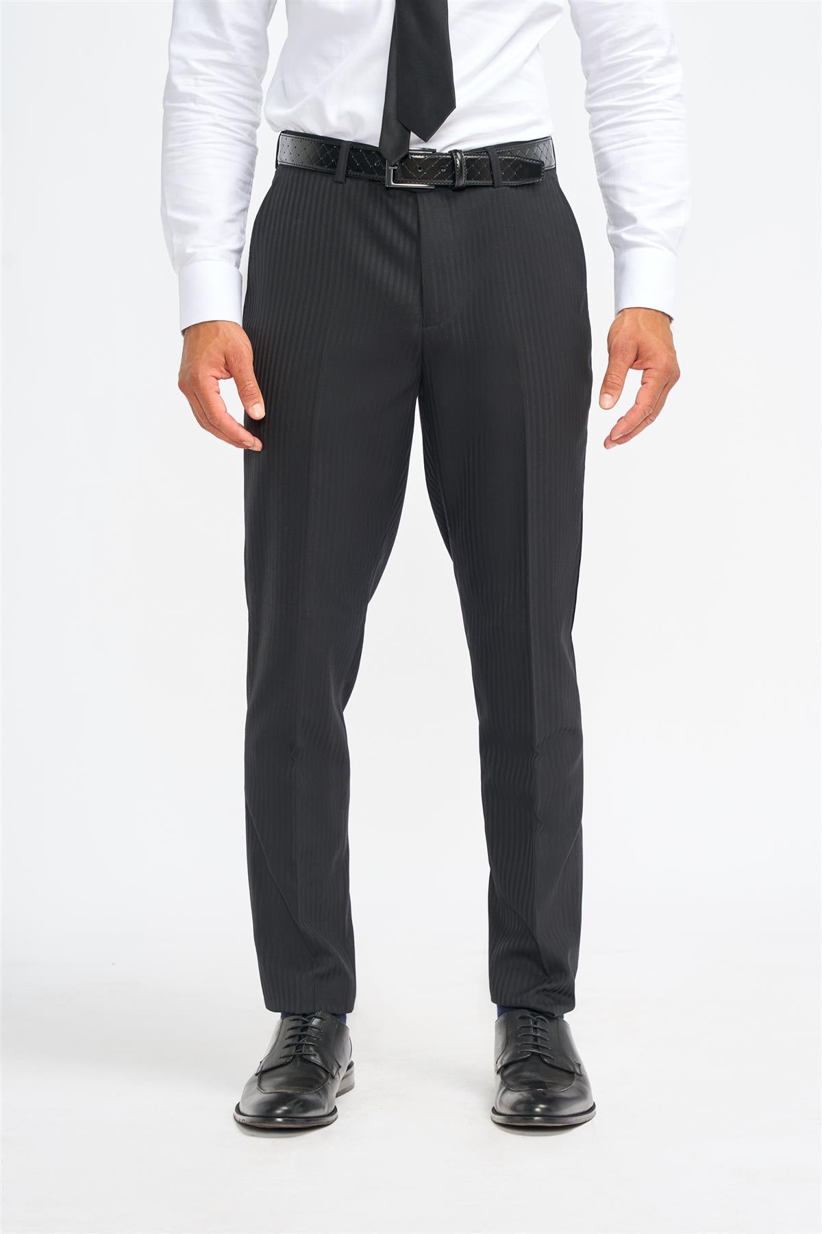 Roberto - Pantaloni eleganti bărbătești cu dungi negre
