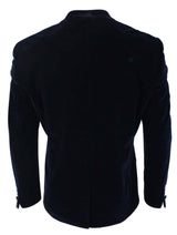 Cavani Rosa - Mens Soft Velvet Black Navy 1 Button Dinner Jacket Tuxedo Blazer Smart Casual Fit-Navy