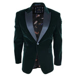 Rosa - Men's Soft Velvet Olive Green 1 Button Dinner Jacket Tuxedo Blazer Fit