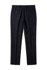 Ryan - Pantaloni bărbătești în carouri bleumarin cu imprimeu tweed