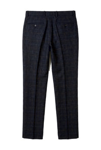 Ryan - Pantaloni bărbătești în carouri bleumarin cu imprimeu tweed