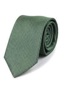 Set cadou cravată verde texturată din satin de mătase, butoni de manșetă, cravată din satin mat