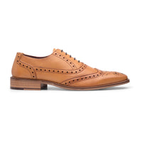 Mens Laced Brogues Shoes Classic Tailoring Tan Brown Vintage Formal Smart