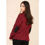 Sacou damă din tweed cu model herringbone, roșu vin, clasic, anii 1920