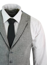 Mens Waistcoat Wool Check Herringbone Tweed Brown Black Classic Vintage Fit