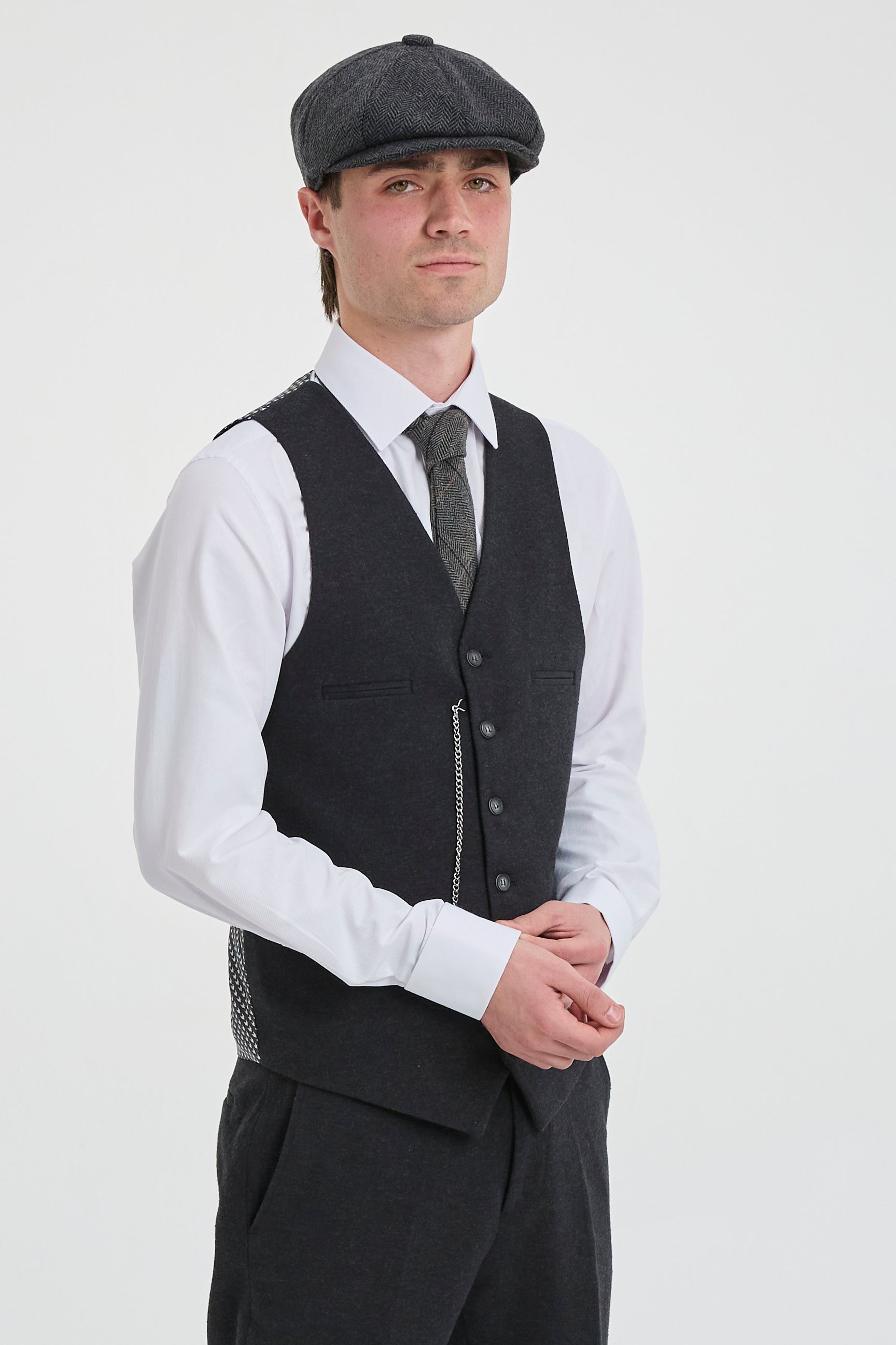 Costum bărbătesc negru vintage din anii 1920