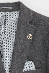 Costum gri de lână pentru bărbați