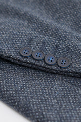 Costum bărbătesc bleumarin din 3 piese cu vestă dublă de nasture