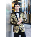 STZ64-65 - Men's Velvet Paisley Floral Blazer Black Tuxedo Jacket