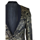 STZ64-65 - Men's Velvet Paisley Floral Blazer Black Tuxedo Jacket