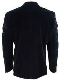 Mens Velvet Blazer Suit Jacket 2 Button Dinner Smart Casual Formal Tailored Fit - Black