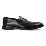 Mocasini bărbătești din piele cu vârf tip moc, negri, model Penny