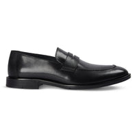 Mocasini bărbătești din piele cu vârf tip moc, negri, model Penny