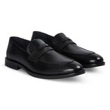 Mocasini bărbătești din piele cu vârf tip moc, negri, model Penny