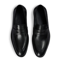Mocasini bărbătești din piele cu vârf tip moc, negri, model Penny