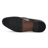 Mocasini bărbătești din piele cu vârf tip moc, negri, model Penny