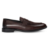 Mocasini bărbătești din piele cu vârf tip moc, maro, model Penny, Ted
