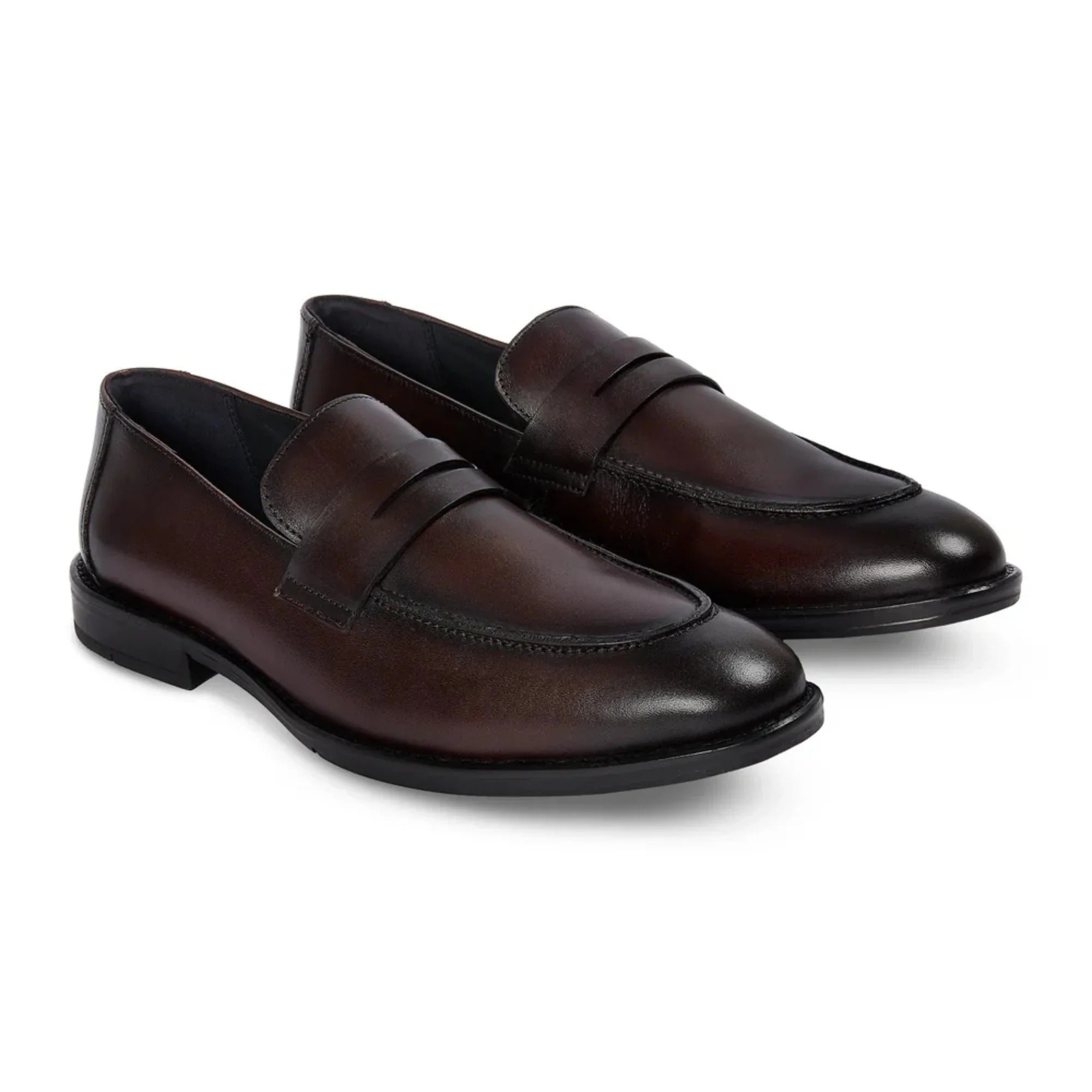Mocasini bărbătești din piele cu vârf tip moc, maro, model Penny, Ted
