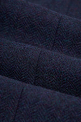 Thomas - Pantaloni bărbătești din tweed cu model herringbone, bleumarin, din amestec de lână