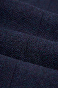 Thomas - Pantaloni bărbătești din tweed cu model herringbone, bleumarin, din amestec de lână