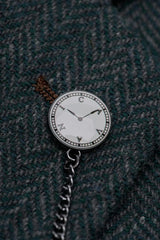 Thomas - Sacou bărbătesc verde măsliniu, model clasic din tweed cu model herringbone