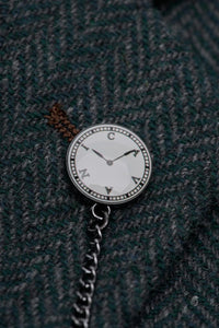 Thomas - Sacou bărbătesc verde măsliniu, model clasic din tweed cu model herringbone